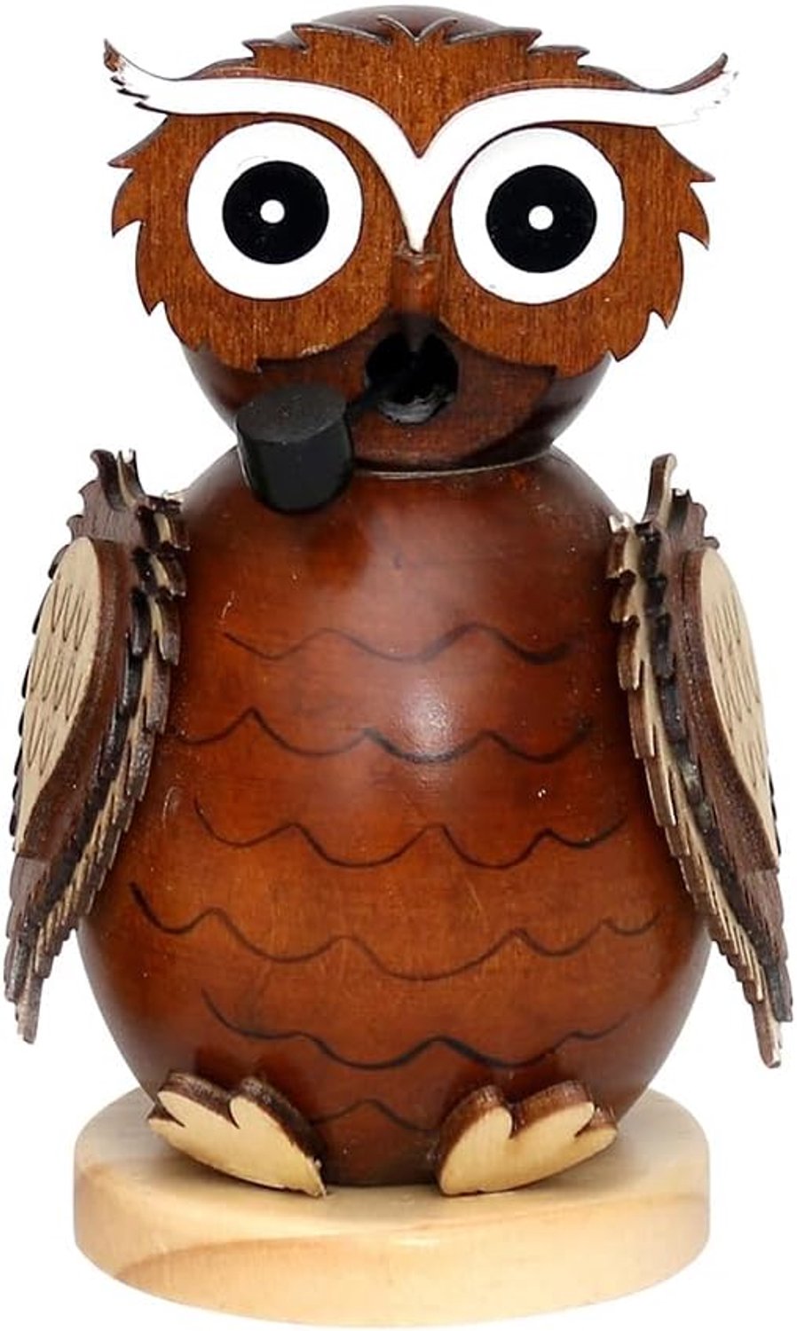 Houten rookfiguur uil, bruin, ca. 11,5 cm