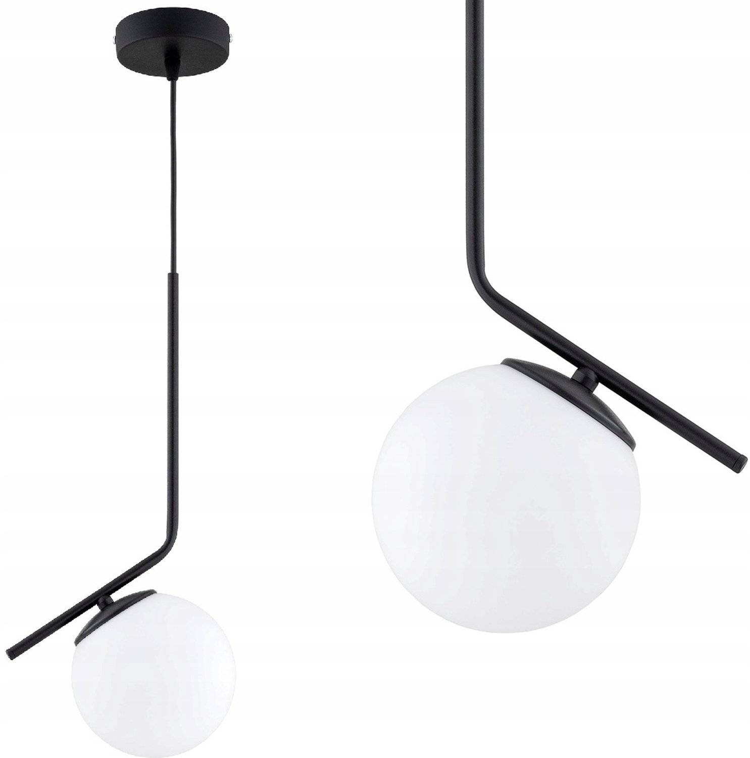Milo Hanglamp Zwart Wit Bollen LED E27 - Stijlvolle Plafondlamp