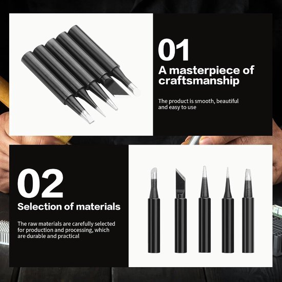 Solder Tip Set met Houder voor 936/937/FX-888D Solderstations, 3 Kleuren, Hoge Geleiding, Loodvrij en Duurzaam — afbeelding 4