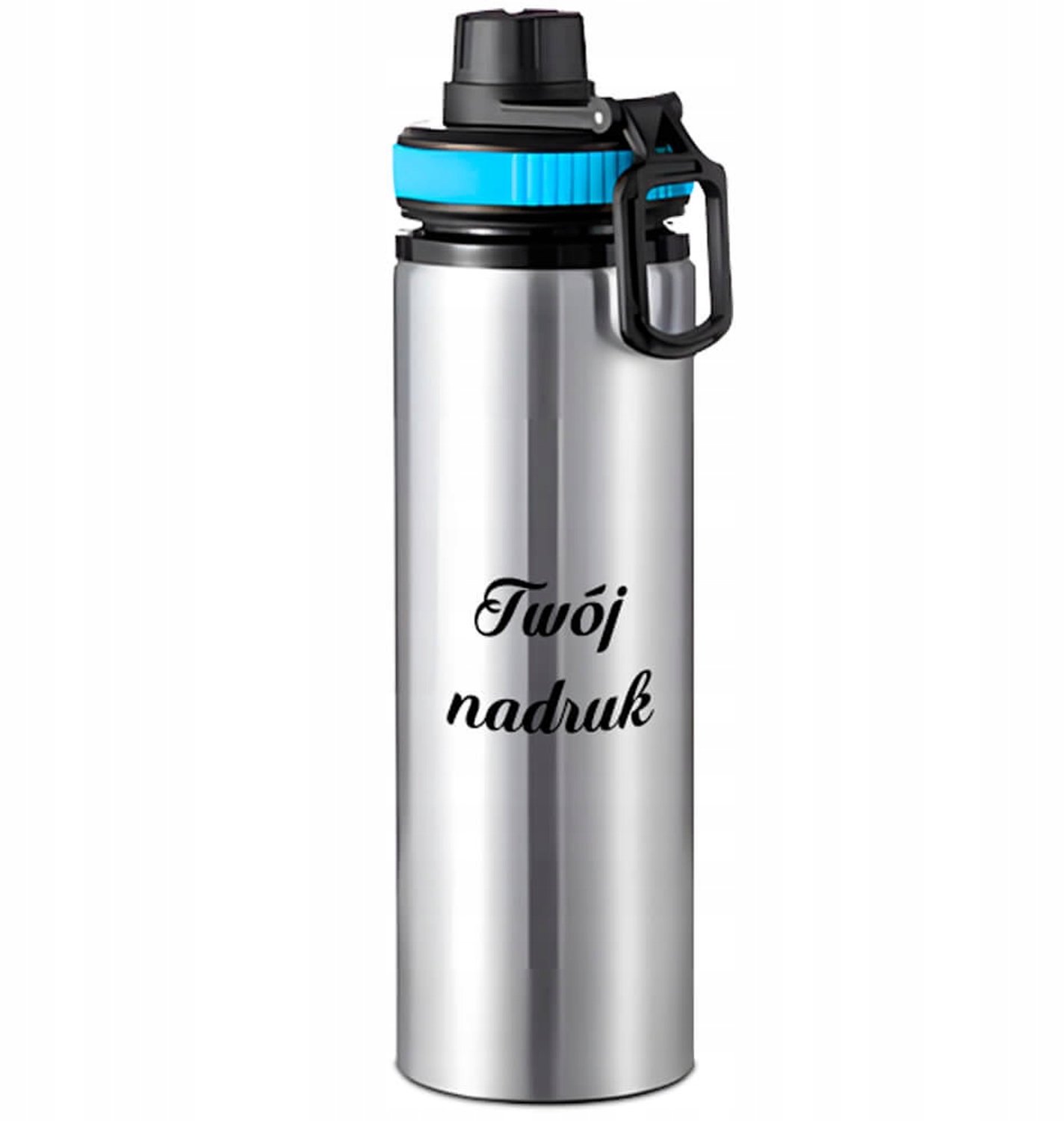 Zilveren Bidon 850ml met Blauwe Band - Handvat & Tuit