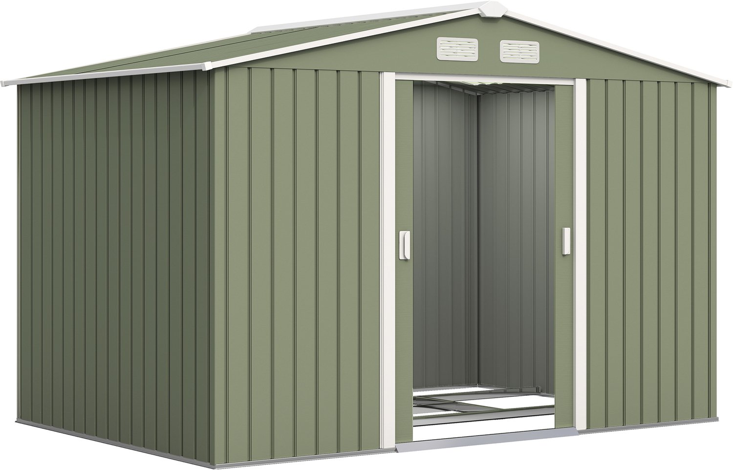 Sunona Metalen tuinhuis - Met schuifdeuren en ventilatie - 277 x 195 x 192 cm - Lichtgroen