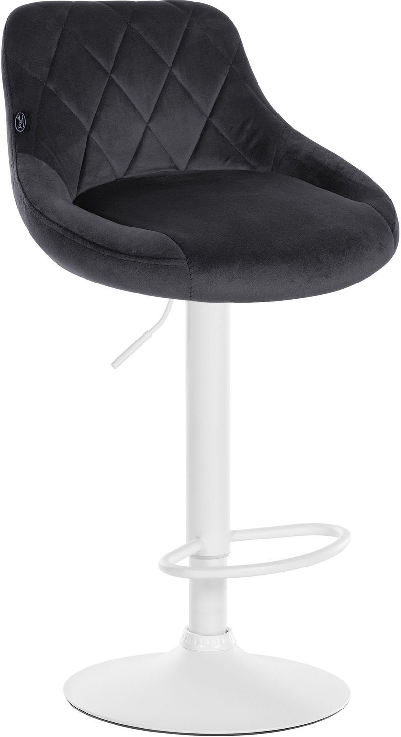 Luxe Comfort Barkruk - Fluweel - Donkergrijs wit/donkergrijs