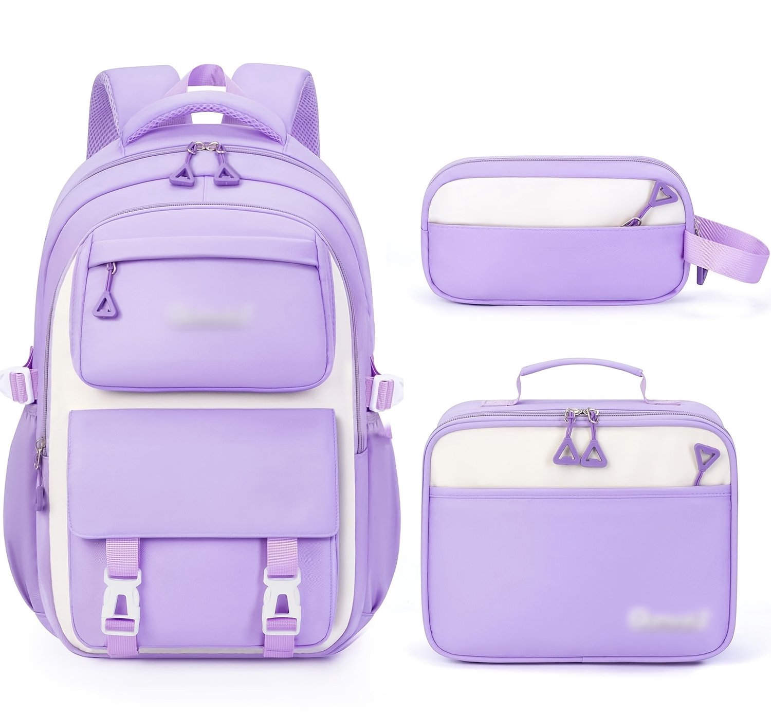 Ergonomische Schooltas voor Meisjes - 3-in-1 Waterdichte Schoolrugzak voor Meisjes - Inclusief Lunchbox en Pennenzak - Complete Praktische Schoolset - Rugzak voor Kinderen 6 tot 18 Jaar - Paars