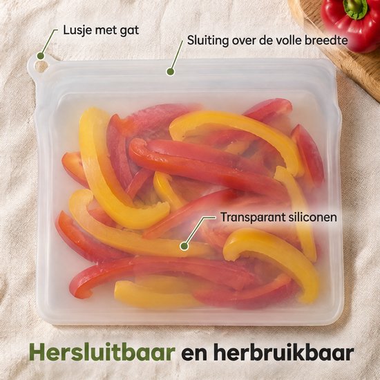 Lomera Siliconen Vershoudzak 1960 ml - Herbruikbare Diepvrieszak - Boterhamzakje - Bewaarzak voor Voedsel - Hersluitbaar Zakje - Invrieszak - Vriezerzak - Mealprep - Opbergzak - BPA-vrij — cadeau in Cadeau-ideeën - foto 8