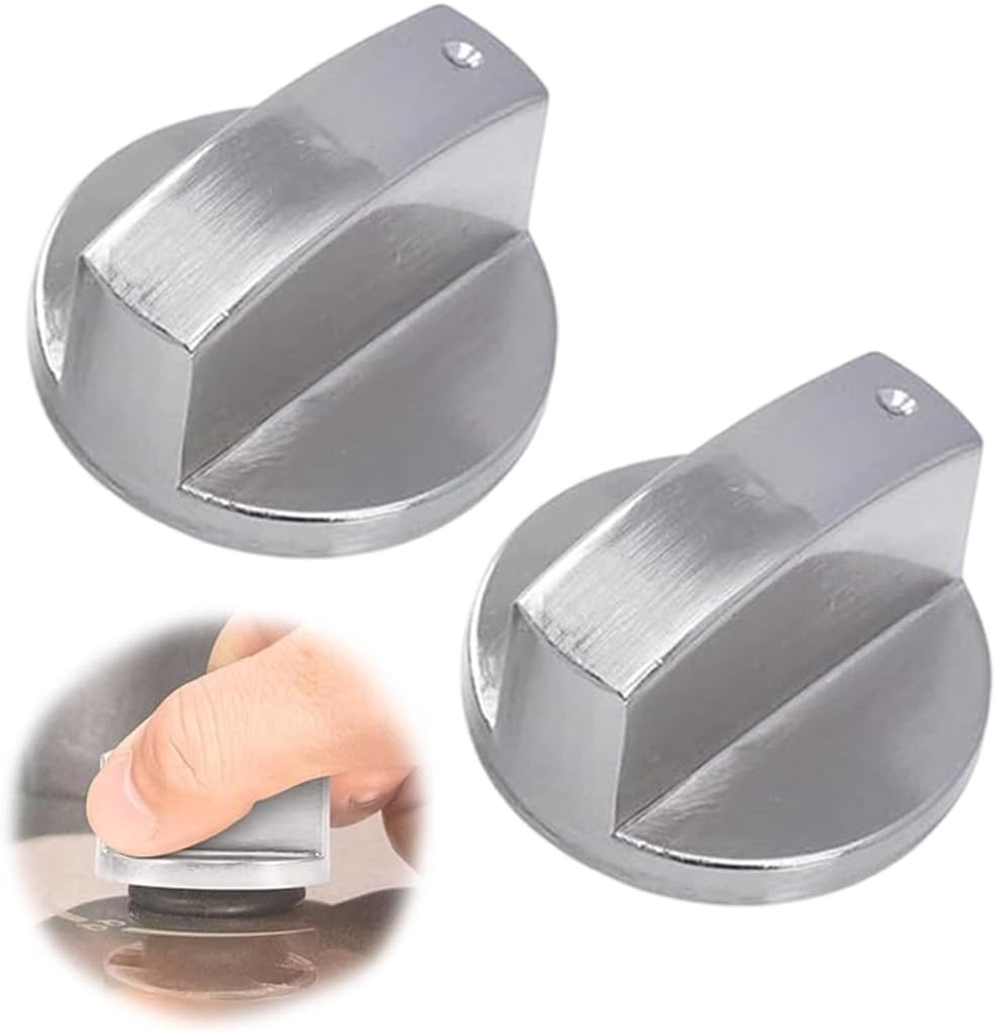Accessoires voor oven en fornuis, universele handgrepen voor gasfornuizen van zinklegering, draaischakelaar van metaal (6 mm) (zilver)