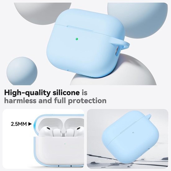 Compatible with AirPods Pro 3 Case - Sky Blue | Silicone Protective Case Cover for Apple Air Pod Pro 3rd (2025), Unisex Design, with Cleaning Kit — afbeelding 2