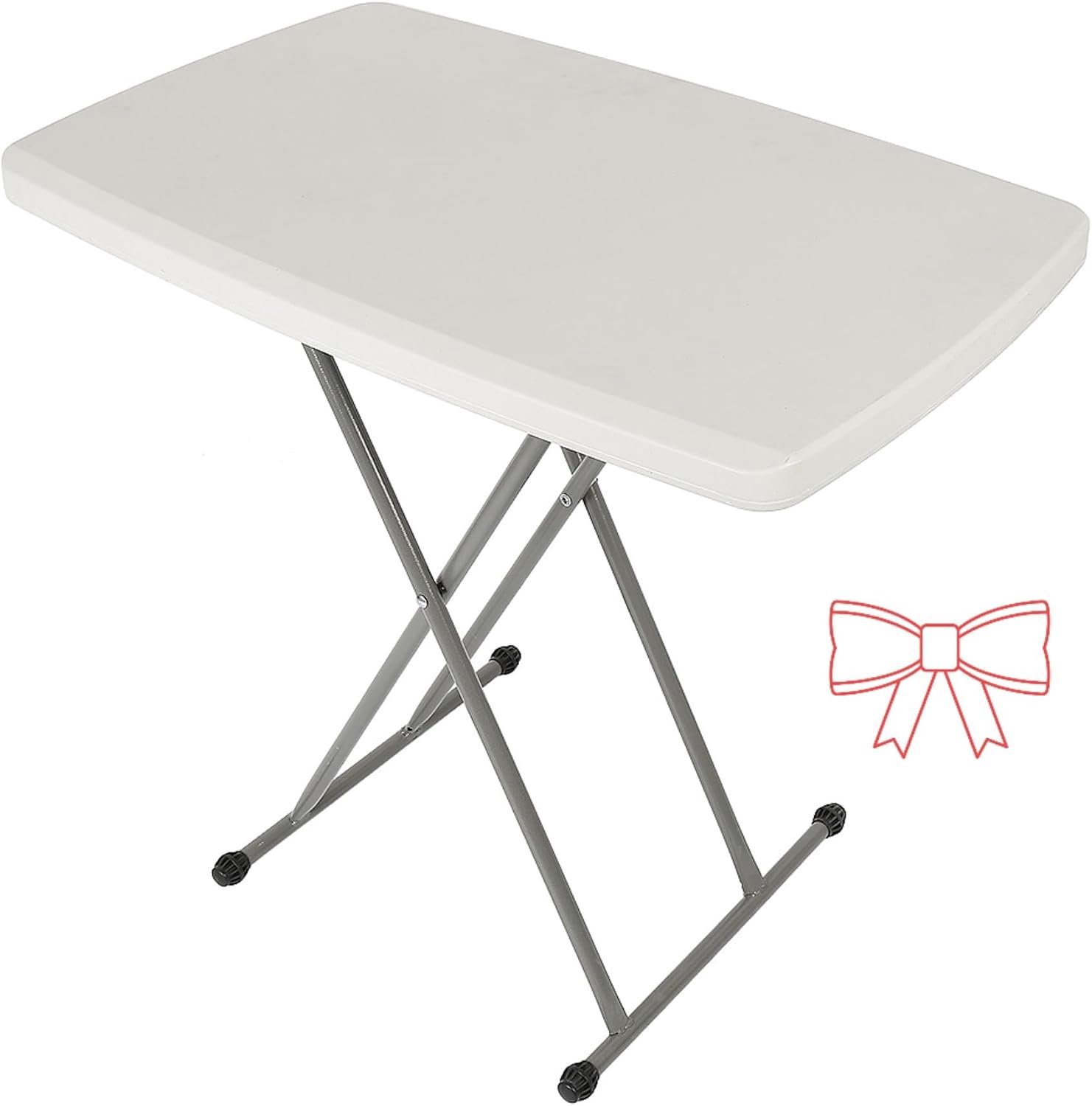Rechthoekig, tuin en camping, wit, poten, tuintafel, kunststof, compacte en opvouwbare tafel, verstelbare klaptafel, HDPE-wit, 76 x 50 x 74 cm