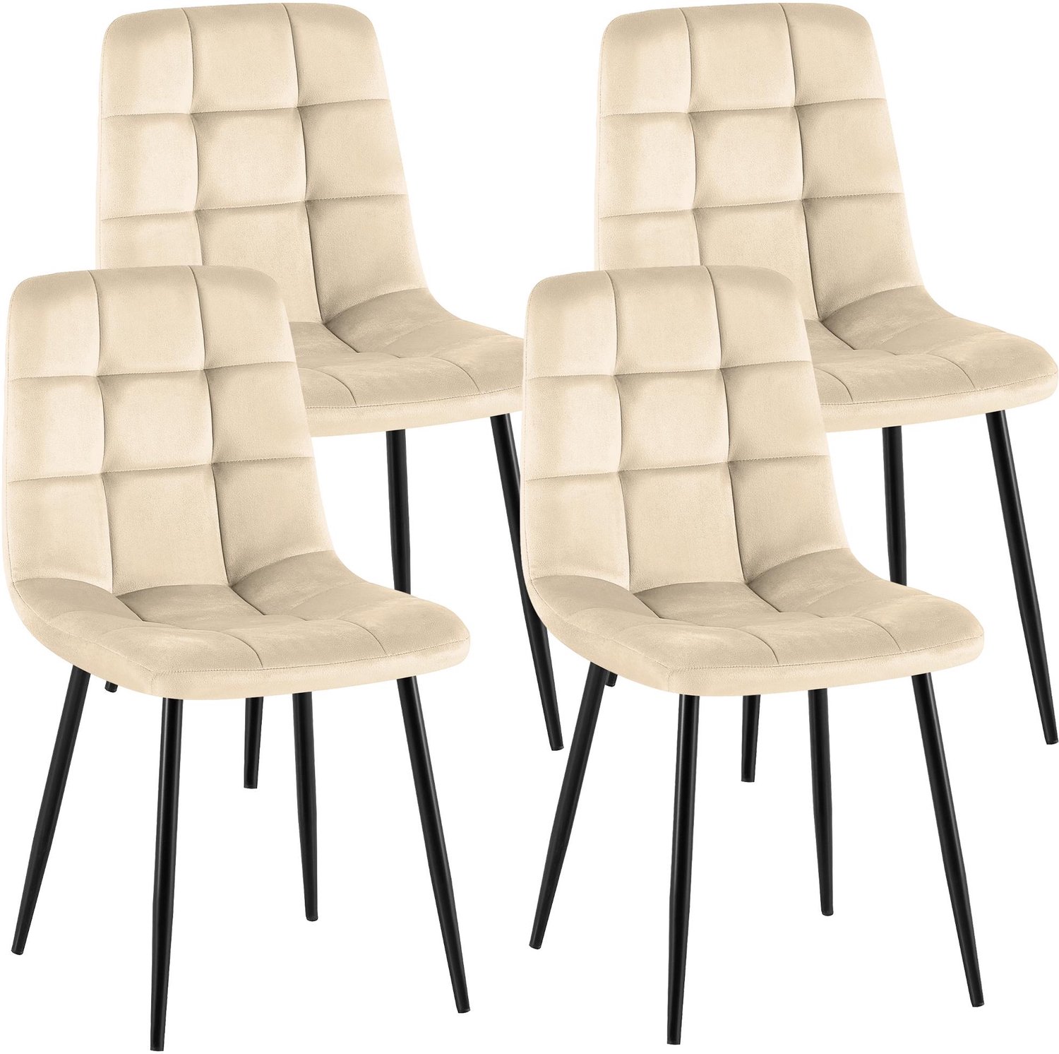 Luxe Comfort Eetkamerstoelen - Set van 4 Fluweel/cremewit