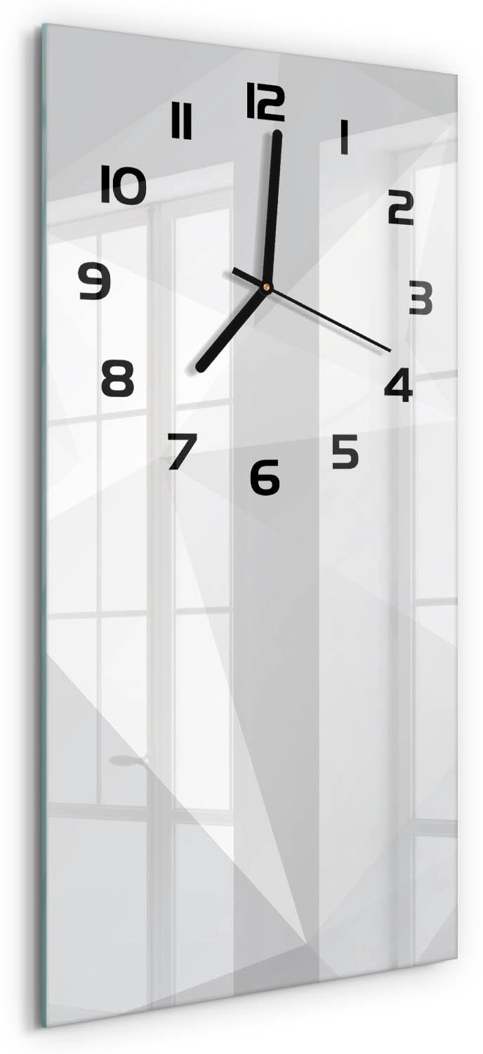 Tulup Wandklok - Abstracte achtergrond Glazen Wandklok Design - 30x60 cm - Wit Klok Glas Met Opdruk - Zwarte handen - Rechthoekige Klok - Wandklok Glas Met Motief - Decoratieve Glazen Klok