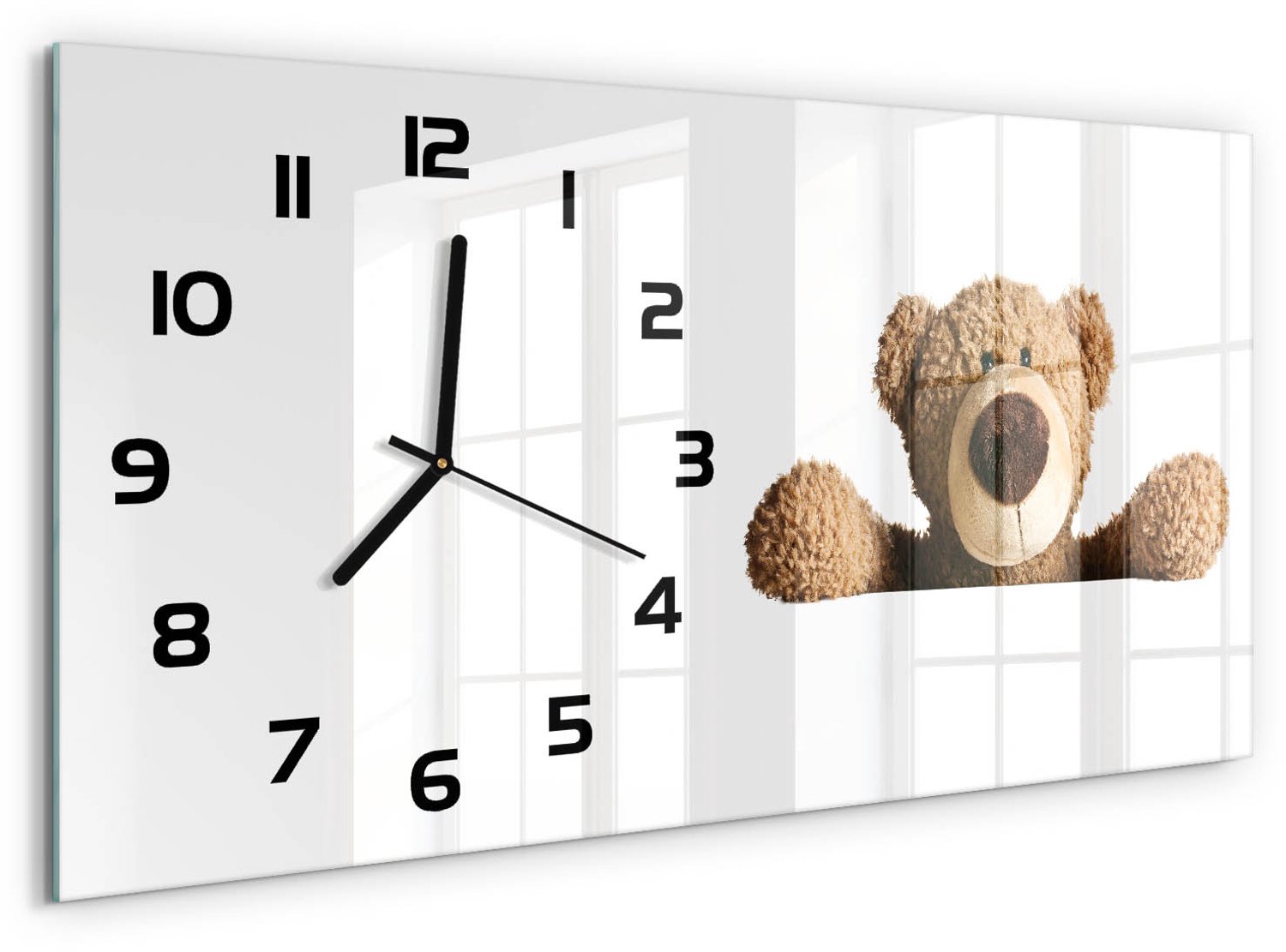 TULUP Wandklok - Beer Glazen Wandklok Design - 60x30 cm - Bruin Klok Glas Met Opdruk - Zwarte handen - Rechthoekige Klok - Wandklok Glas Met Motief - Decoratieve Glazen Klok
