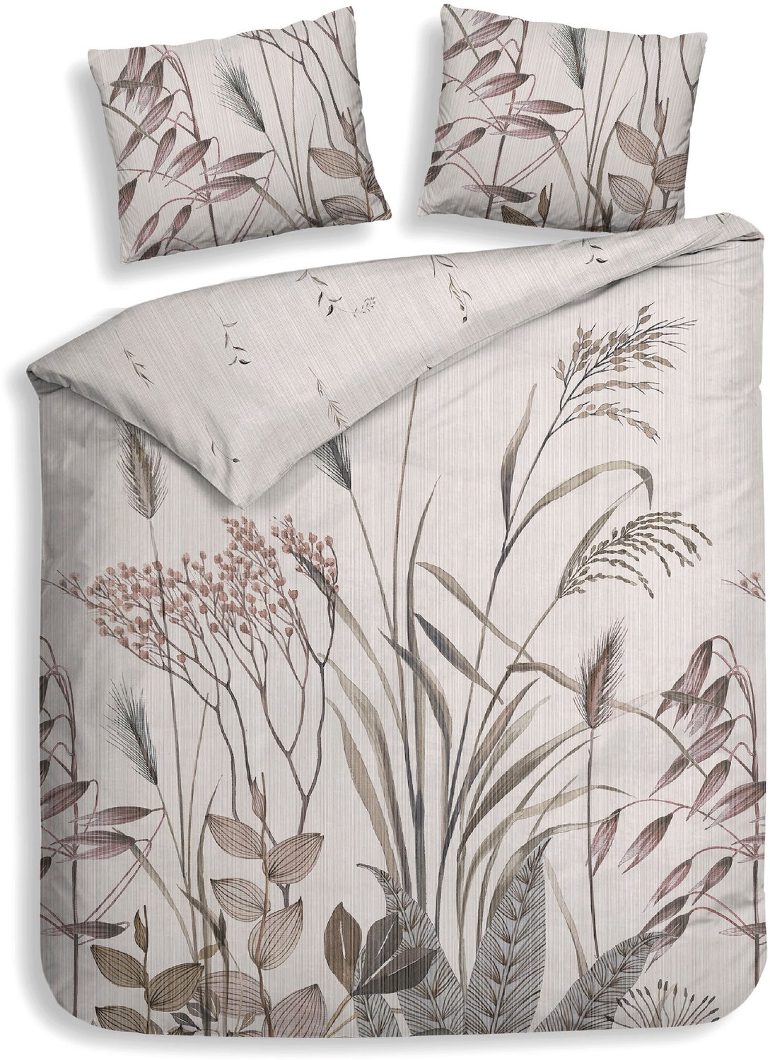 Heckettlane Dekbedovertrek Elvira - Dekbed met instopstrook - Natural - Dekbedovertrek van 100% Katoen-Satijn - Takken - 260x200-220 cm + 2 slopen 60/70 cm Elvira Natural