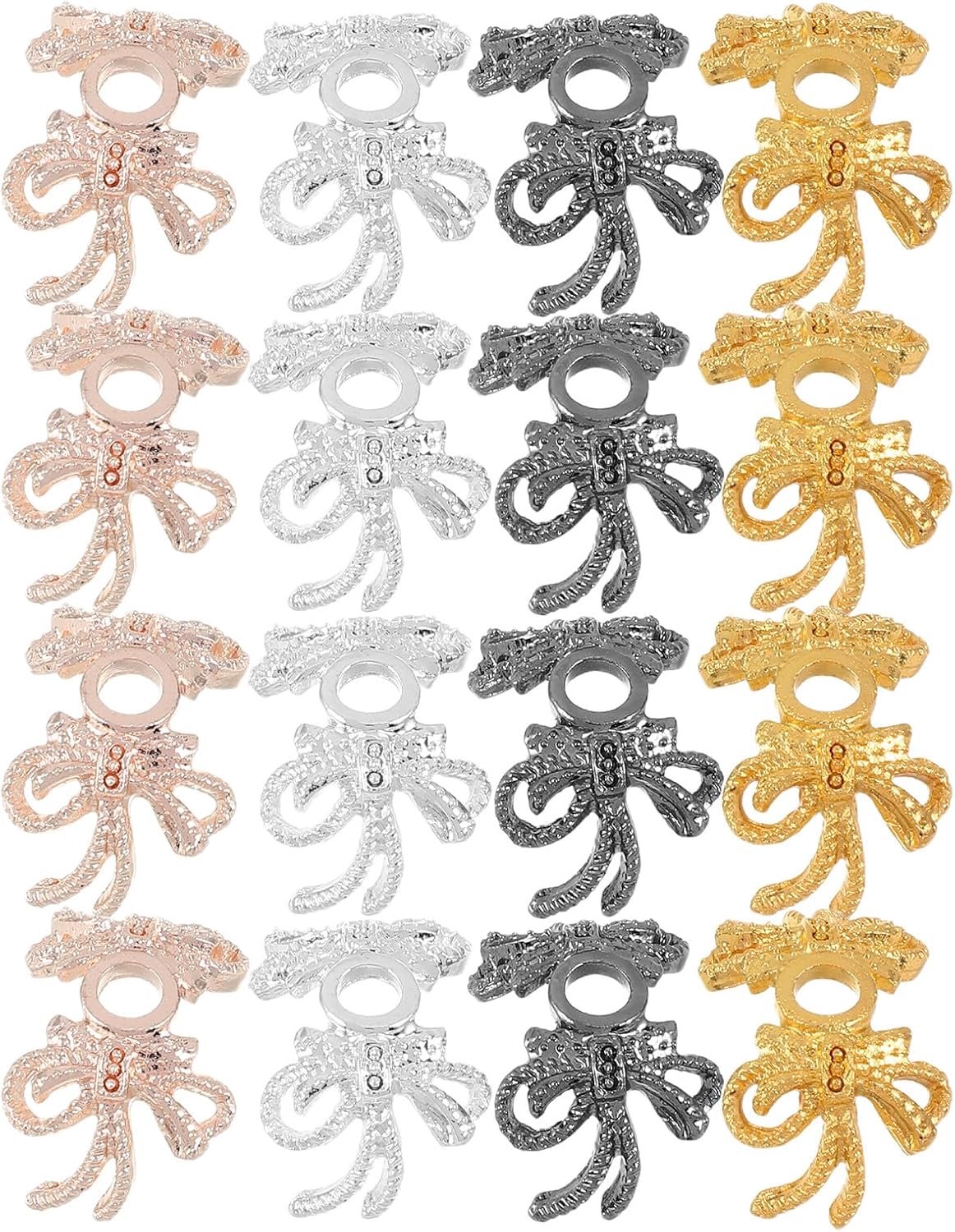 20 stuks strikvormige kralen voor pennen, strikvormige kralen eindkapjes, holle metalen filigraan tussenstukjes voor oorbellen, armbanden, kettingen, en voor het maken van doe-het-zelf