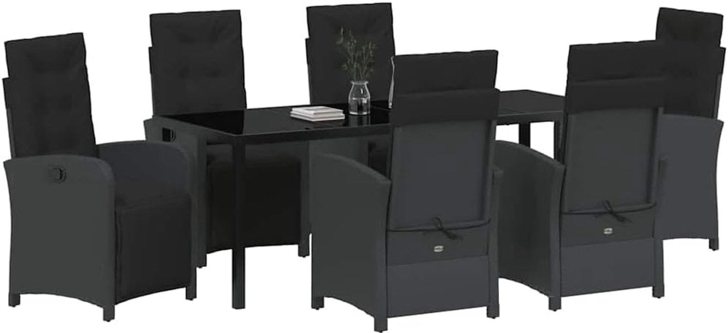 Eettafelset 7 st Zwart poly rattan
