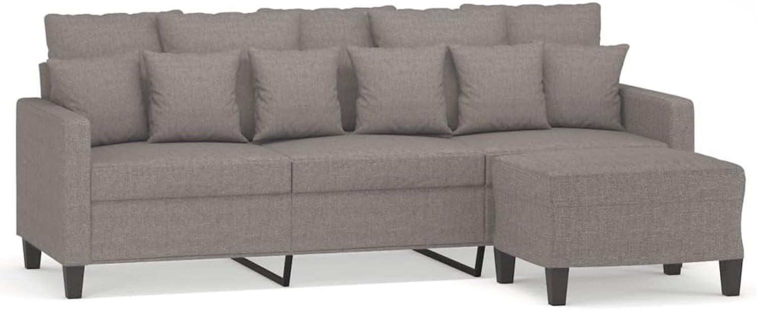 3-zitsbank met kruk, taupe, 180 cm, stof, woonkamerbank, kantoorbank, slaapkamerbank, loungebank voor woonkamer, slaapkamer, logeerkamer
