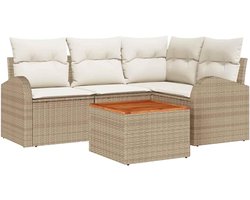 Outdoor sofa set, 5-delig, beige / crème