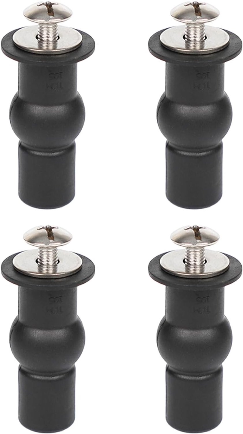 Complete Set van 4 Toiletbril Accessoires met Uitbreidingsschroeven en Bevestigingsmaterialen voor Badkamer, Vervangingsschroeven voor Toiletten en Blinde Gaten (Zwart)