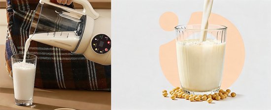 Blender Glas - Automatische Blender - Sojamelkmaker - Multifunctionele Keukenmachine - 1100 ml - 12-uurs Timer - Zelfreinigend - Warme/Koude Drank - Voor Sojamelk & Soep & Sap & Milkshake — afbeelding 4