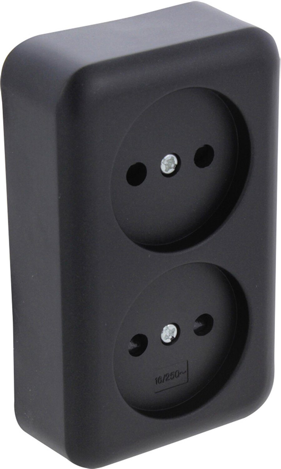 Q-LINK - Wandcontactdoos - Opbouw - Dubbel Stopcontact - Kinderbeveiliging - Mat Zwart