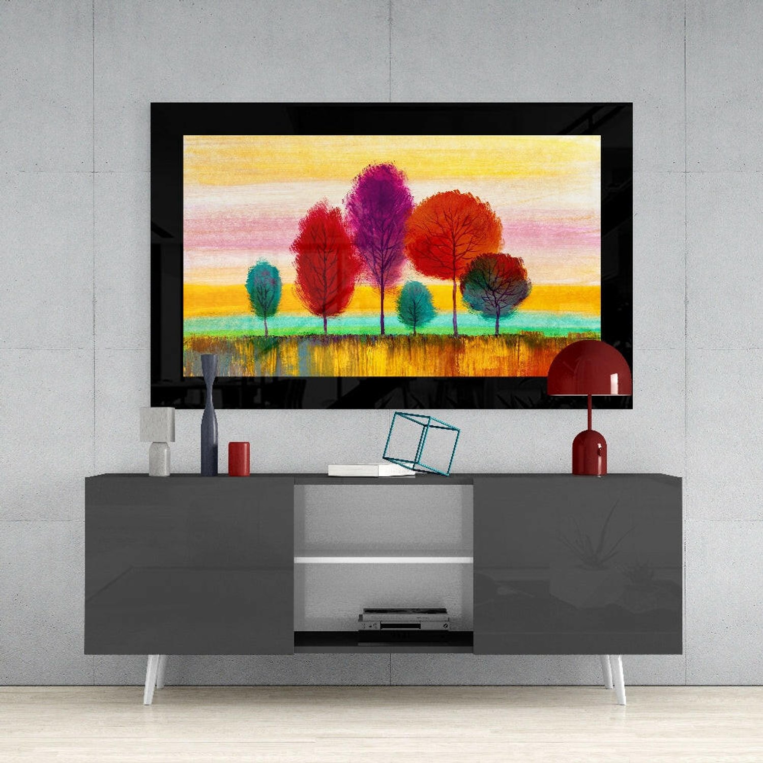 Glasschilderij – Pastelbomen – Abstracte Wandkunst