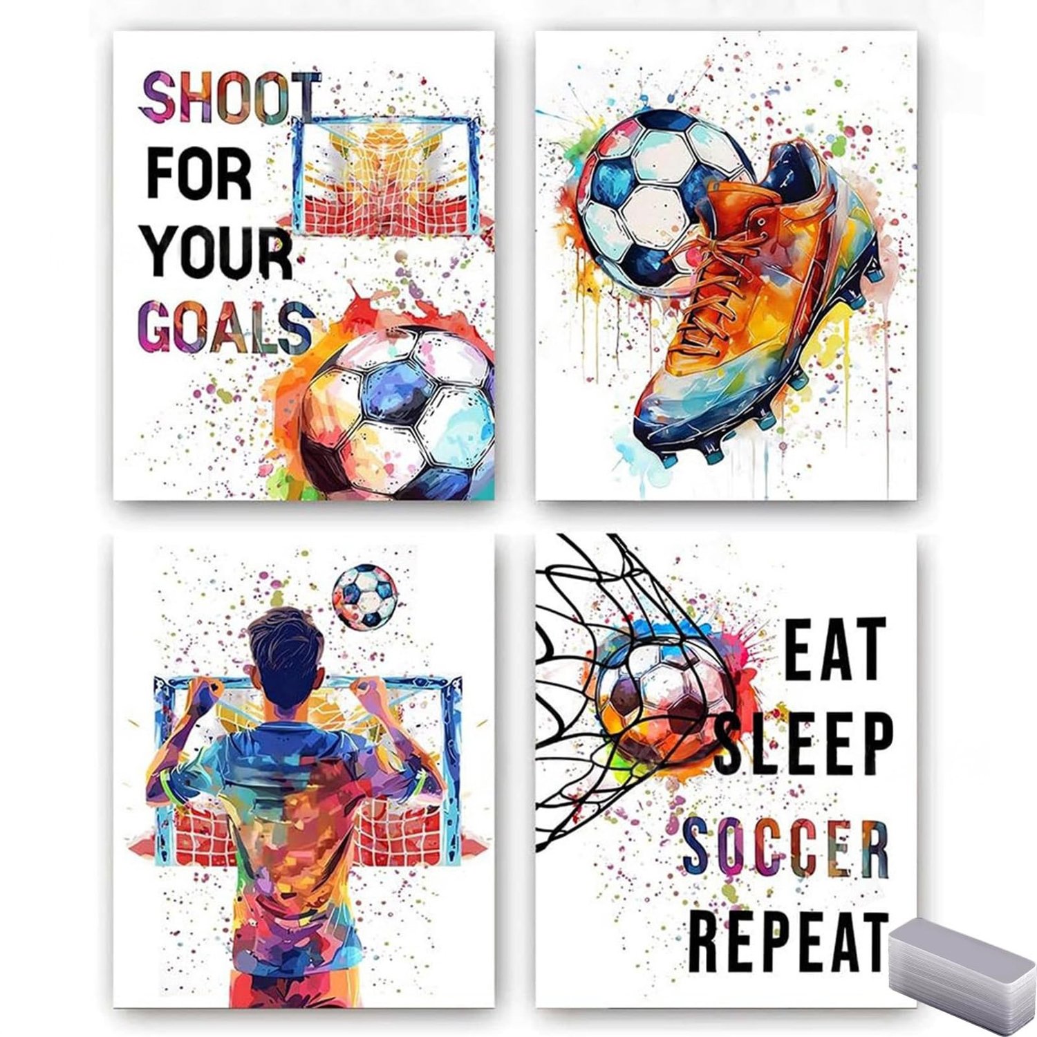 Voetbal Posters en Plakband Set - Kleurrijke Muurdecoratie