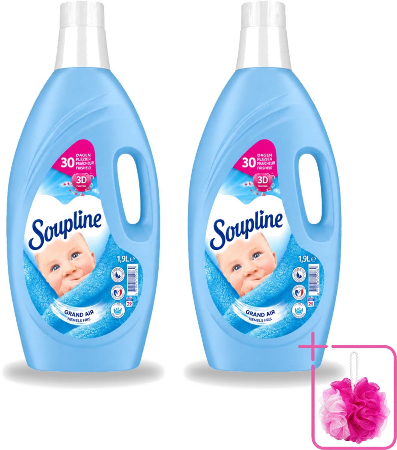 2 x Soupline – Wasverzachter – Hemels Fris – 1,9 L - Bulkverpakking - Wasverzachter - Douchemop - Wasgoed