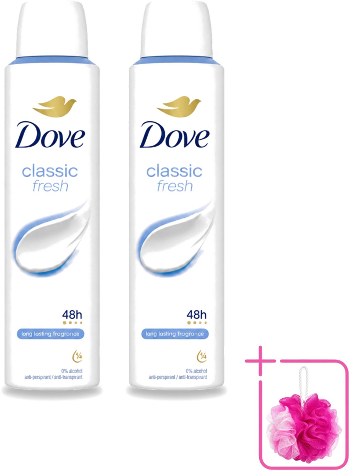 2 x Dove – Deodorant Spray – Classic Fresh – 200 ml - Bulkverpakking - Anti-transpirant spray - Douchemop - Okselgeur