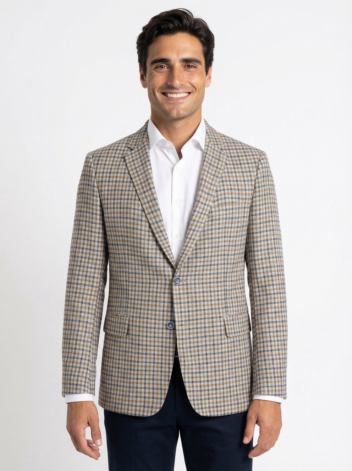 Colbert Geruit Sand Blue Beige - Mister Steven - De Heerenkamer Utrecht