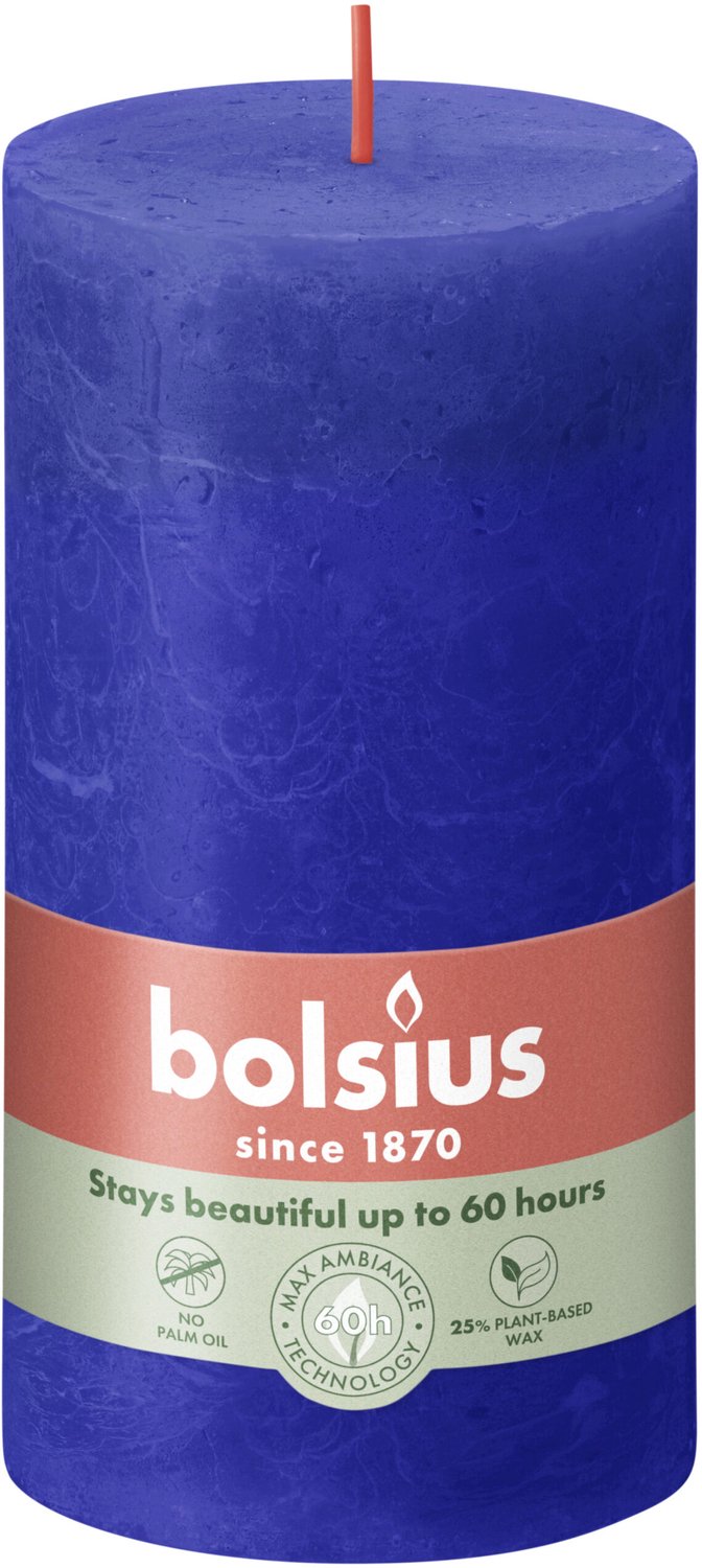 Bolsius Rustiek Stompkaars 130/68 Majorelle Blue