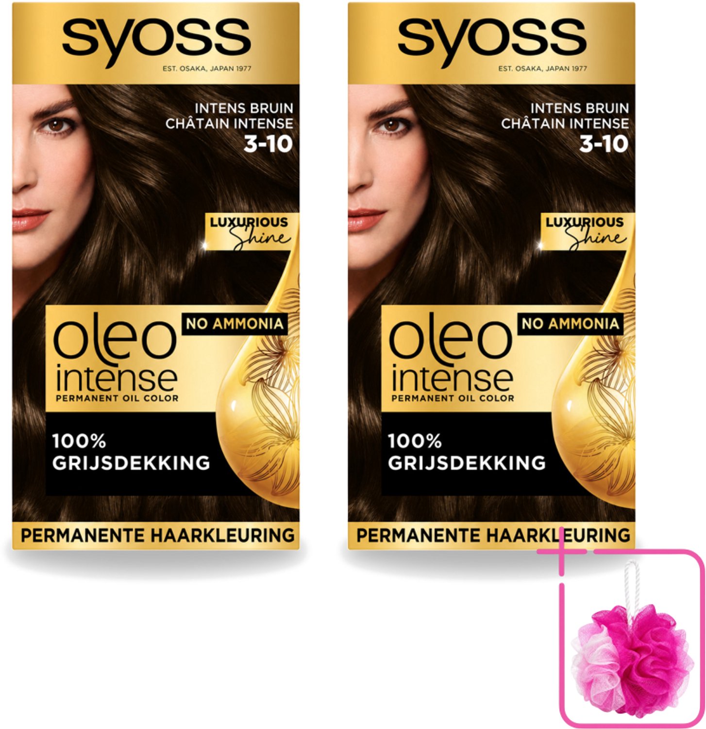 2 x SYOSS - Oleo Intense 3-10 - Haarverf - Permanente Haarkleuring - Intense Bruin - Langdurige Kleur - Bulkverpakking - Haarkleur - Douchemop - Olie-geactiveerde kleur