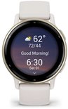Garmin Vivoactive 5-scherm met 'Good Morning', 6:30 uur en weersinformatie.