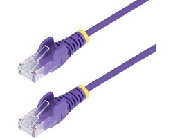 StarTech.com 50cm Dunne CAT6 Ethernet Kabel, Paars, Snagless, 100W PoE, UTP, LSZH, 28AWG Pure Koperdraad, Slim RJ45 Netwerk Patchkabel met Trekontlasting, Fluke Getest