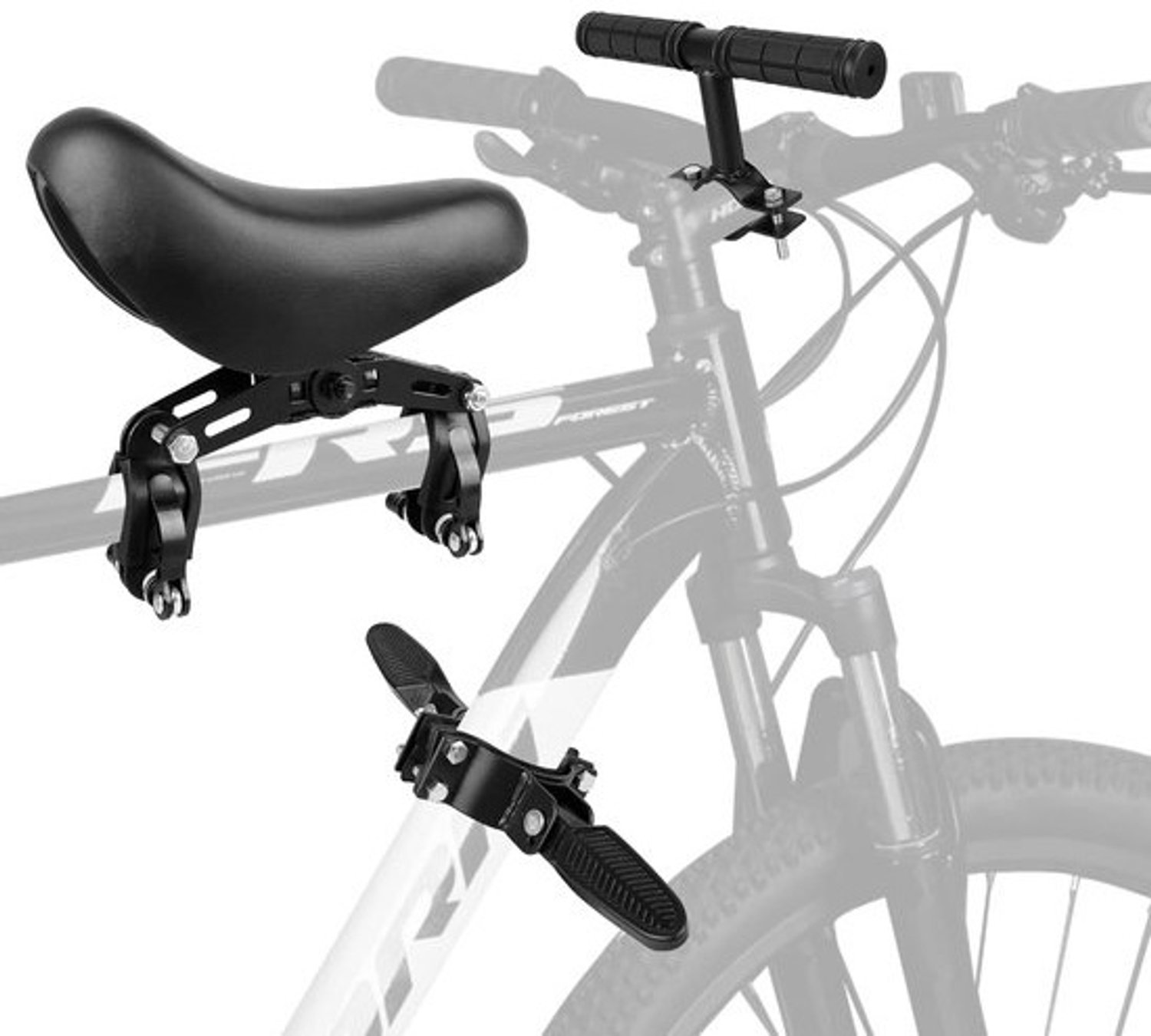 Kinderfietsstoel voorop - Fietsstoeltje voor kind - Samen fietsen - Verstelbaar stuur - Universeel - Zwart