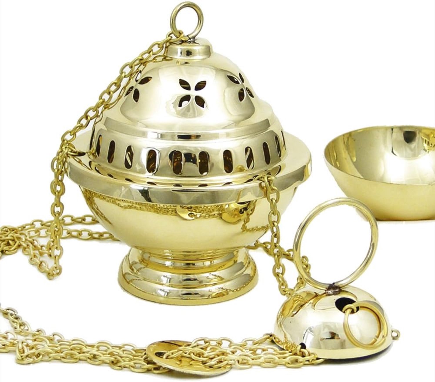 Merkloos Messing Rookvat met Ketting - 2 Stuks