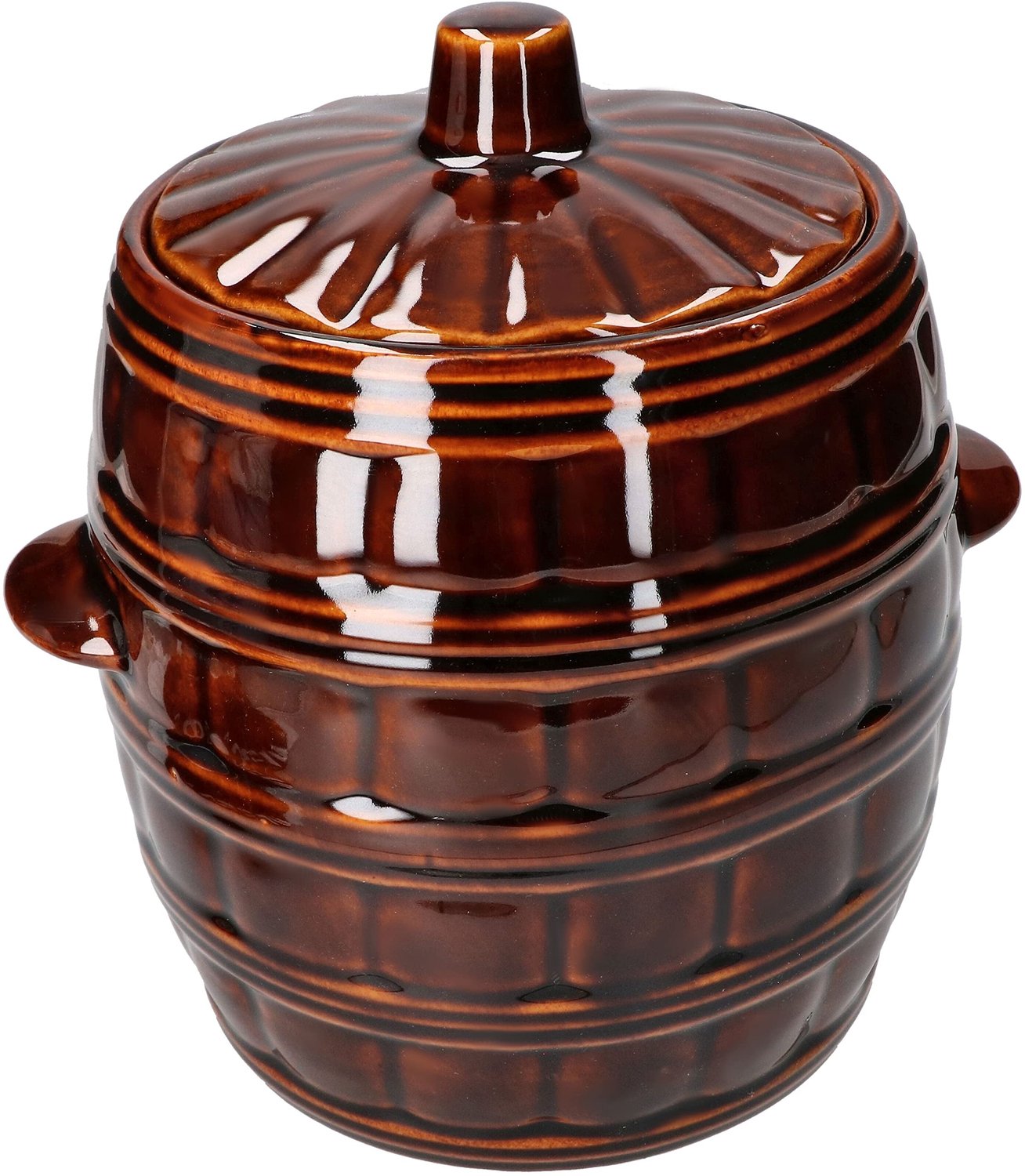 KOTARBAU® Fermentatiepot 5 liter - Zuurkoolpot met Deksel Keramische Fermentatiepot - voor Zuurkool - Kimchi - Komkommers en Fruit - Bruin