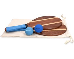 Beach Tennis Set - Houten Rackets - 2 Ballen - Frescobol Set - Strand/Tuin/Park - Geschikt voor Alle Leeftijdsgroepen - Paddleball Set