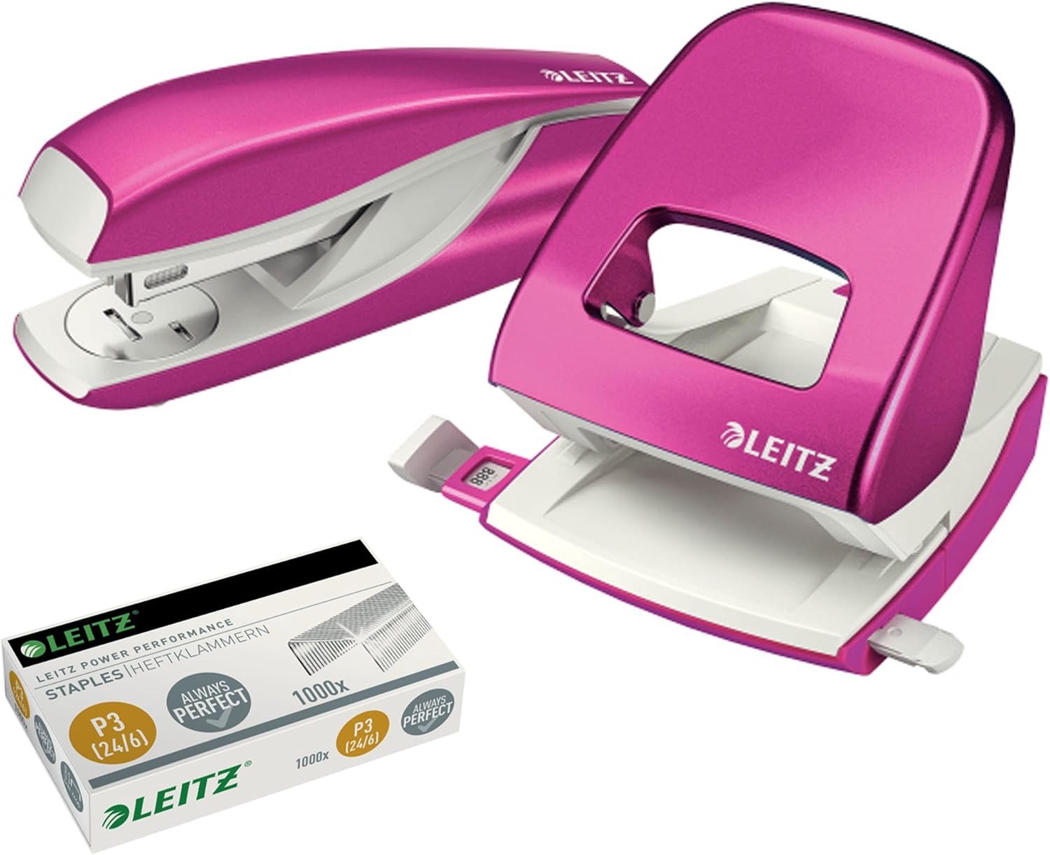 Leitz 5008 NeXXt Metal Perforator & Nietmachine Set - 30 Vel, Roze