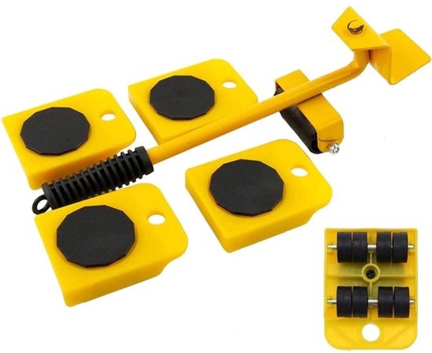 Meubeltransportroller - Zware verhuisset - Meubels verplaatsen - Robuuste zwenkwielen - 150 kg draaglast - Geel