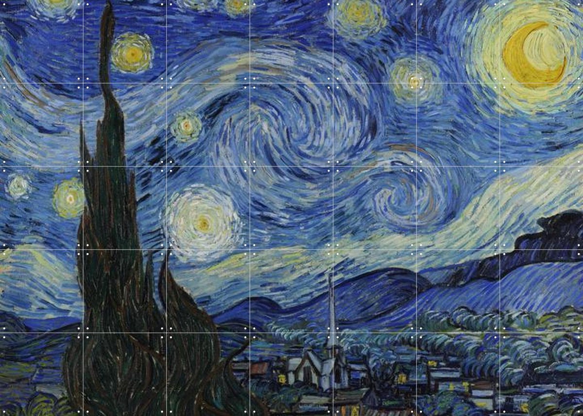 IXXI De Sterrennacht, Vincent van Gogh (1853 - 1890) - 140 x 100 cm - Gratis ophangtool - Grote wanddecoratie en posters - Klassiek, Impressionisme