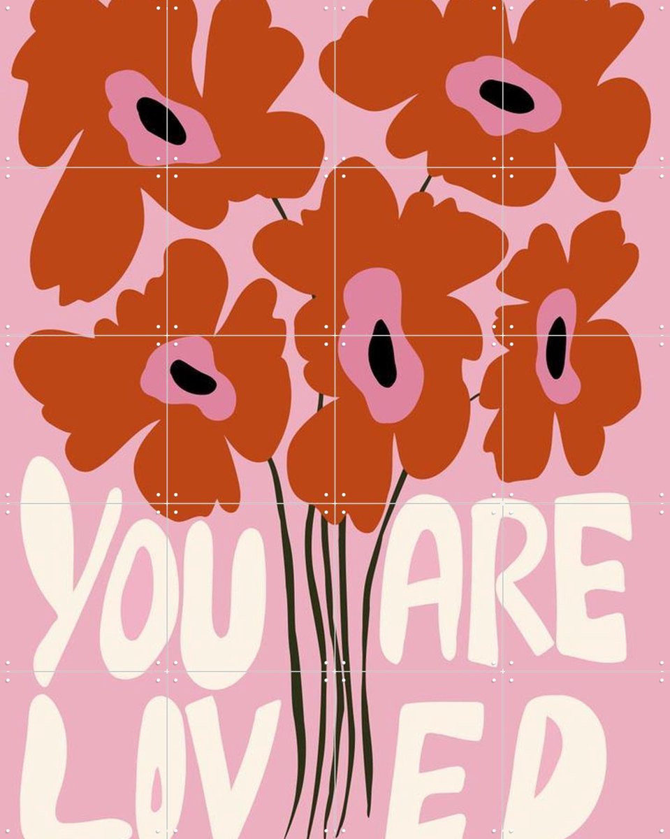 IXXI You Are Loved, Miho Art Studio & Various - 80 x 100 cm - Gratis ophangtool - Grote wanddecoratie en posters - Pop art, Illustraties, Grafisch