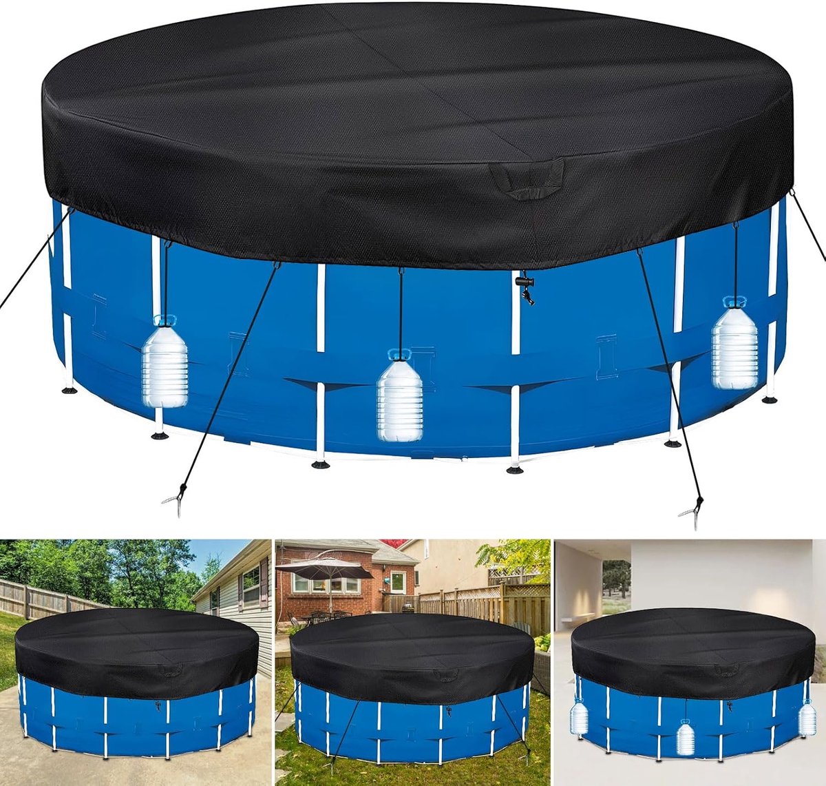 Zwembadafdekking rond 550 Oxford 420D Ø 564 voor zwembad Ø 500-560 cm - ShopVlot