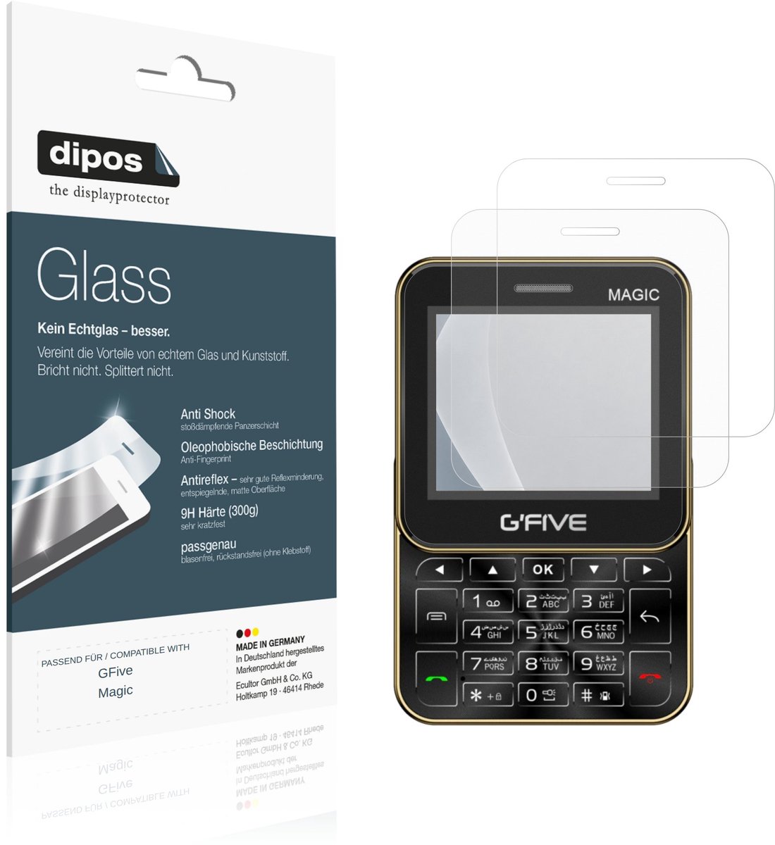 dipos – 2x Matte Pantserfolie geschikt voor GFive Magic | 9H Screenprotector