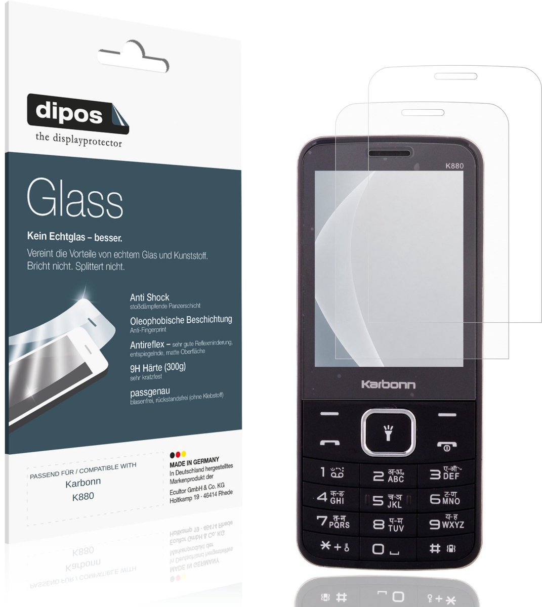 dipos – 2x Matte Pantserfolie geschikt voor Karbonn K880 | 9H Screenprotector