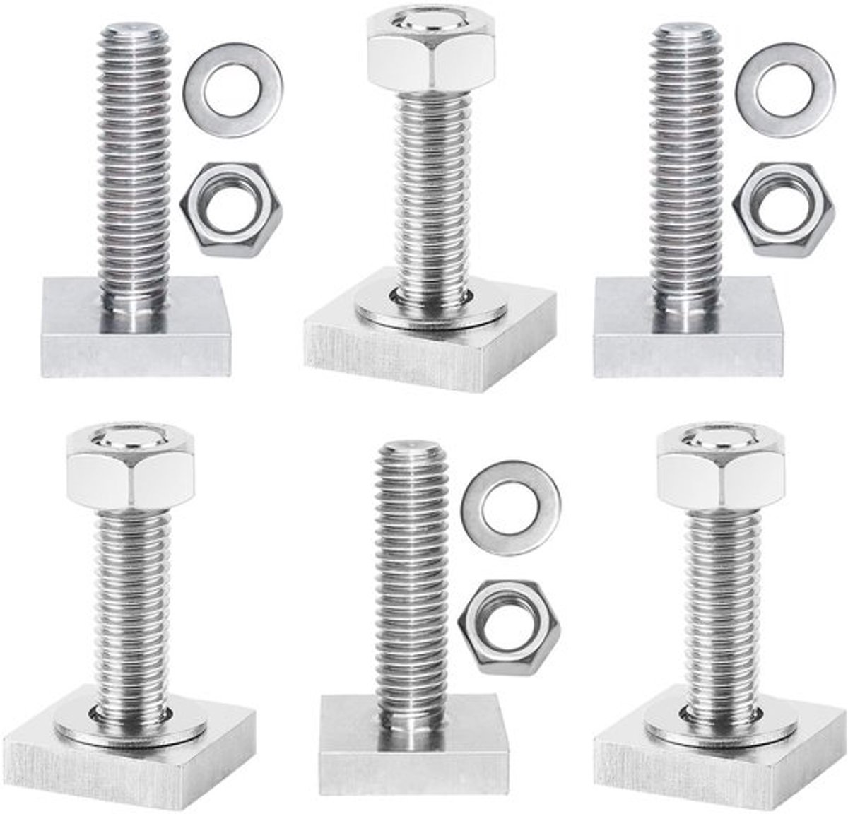 6 stuks T-moetadapters dakdragers set - M8 groefstenen, klemschroeven, moeren