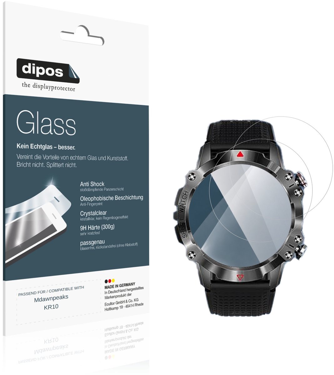 dipos – 2x Pantserfolie geschikt voor Mdawnpeaks KR10 | 9H Screenprotector