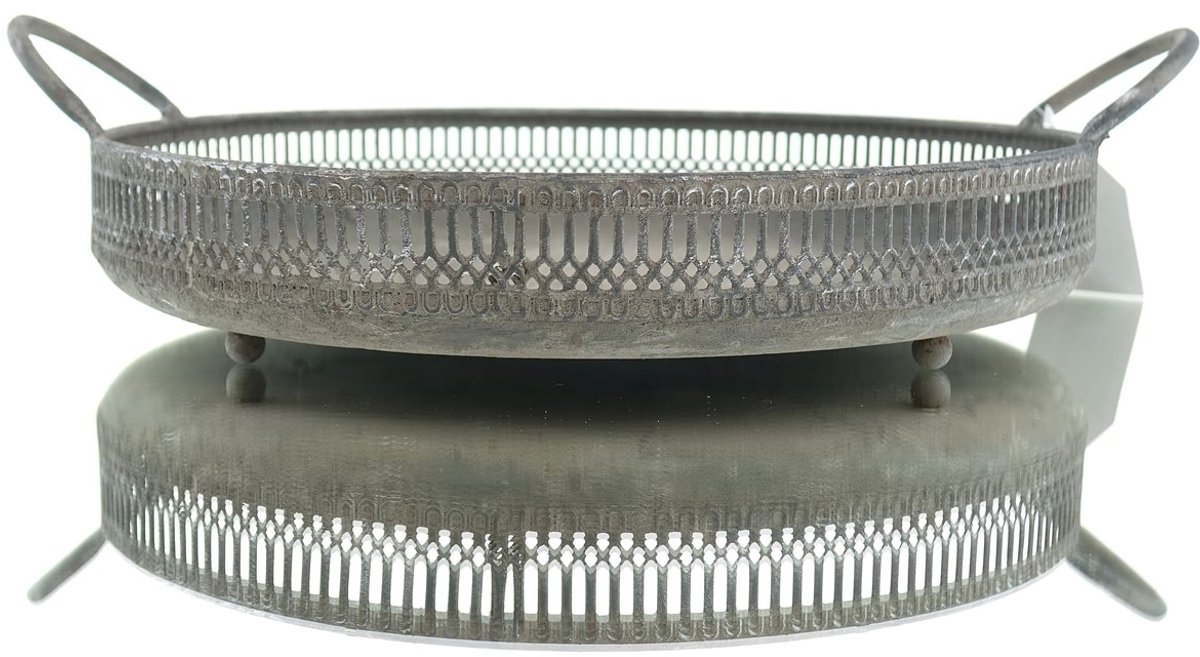 Posiwio plantenschaal grijs vintage 29,5 cm verzinkt