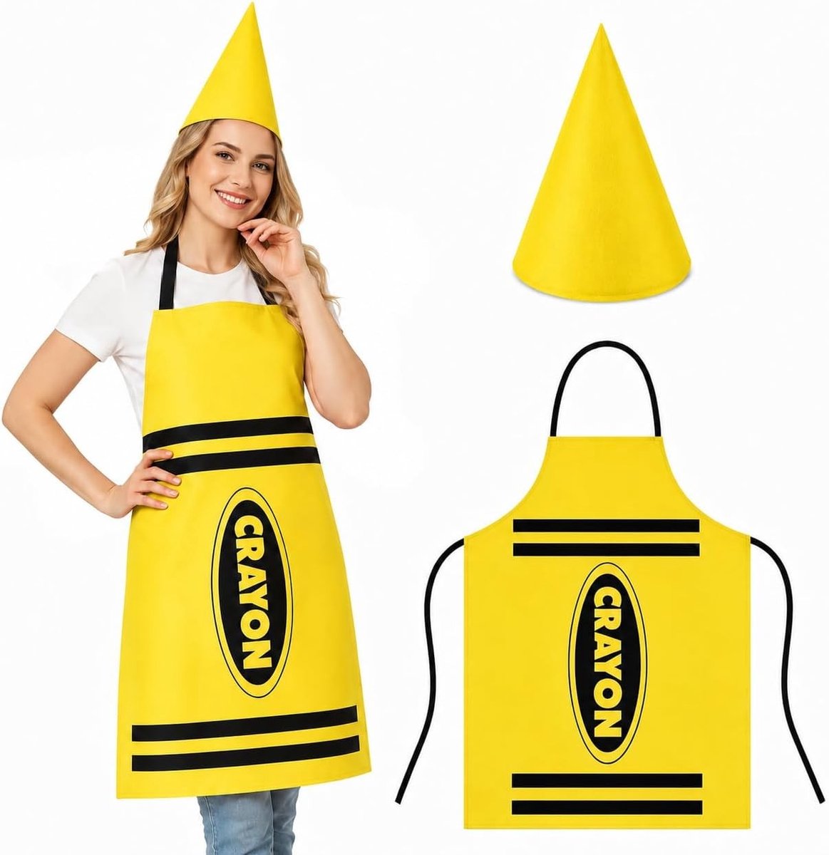 Kleurpotlood kostuum voor volwassenen met schort en dwerghoeden voor feest en carnaval