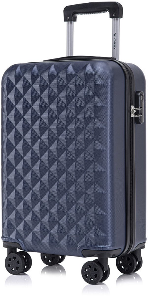 YONSLY Handbagage Koffer - 55cm - 40 L - Cijferslot- 360° Draaibare Wielen - Donkerblauw
