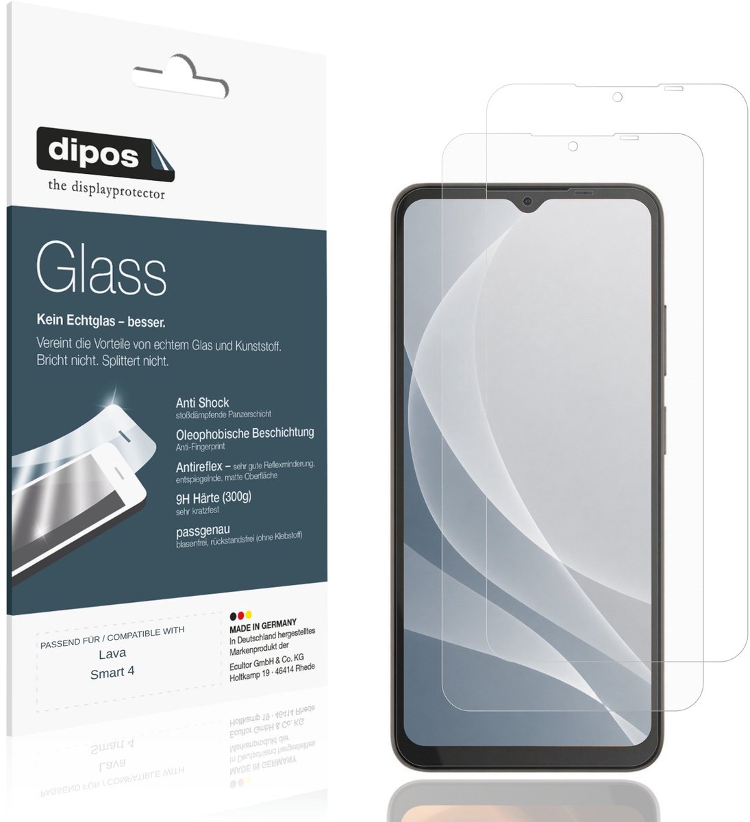 dipos – 2x Matte Pantserfolie geschikt voor Lava Smart 4 | 9H Screenprotector