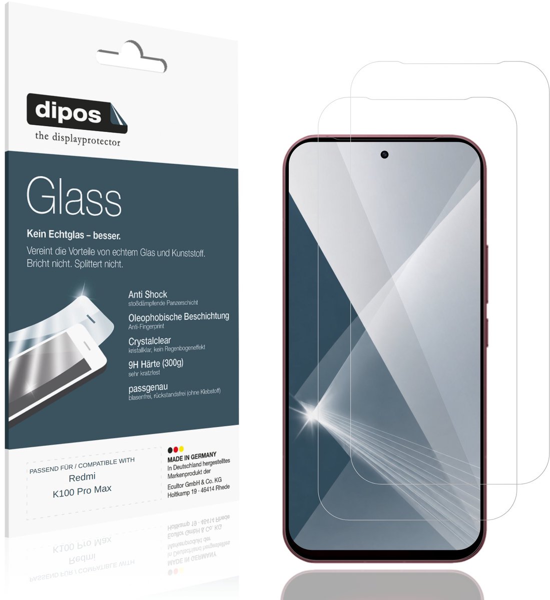 dipos – 2x Pantserfolie geschikt voor Redmi K100 Pro Max | 9H Screenprotector
