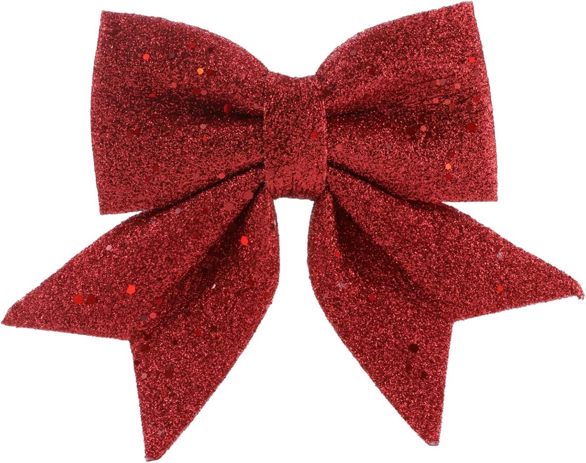 10 stuks parelkatoen kerststrikken met goudpoeder, rode decoratiestrikken 12×15cm voor doe-het-zelf kerstboomdecoratie